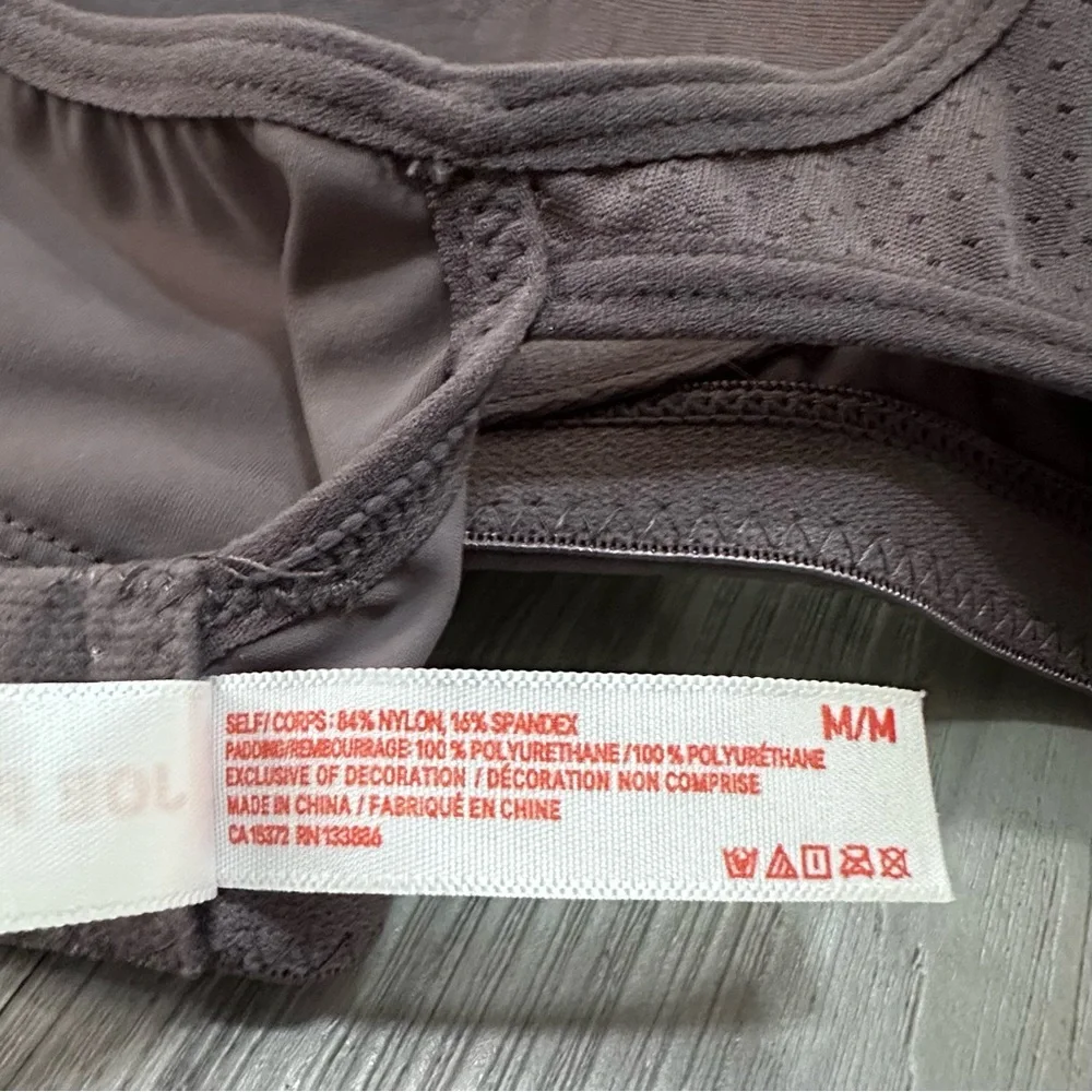 Joe‎ Fresh Racerback Bra Size M Gray Wireless Adj Hooks Soft Activewear Athletic
